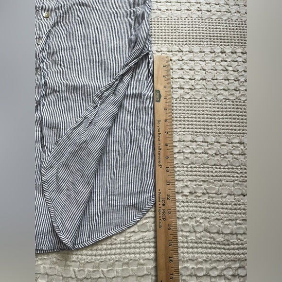 100% Linen Antibes Blanc Lagenlook Striped Button Up Maxi Skirt XL - Picture 6 of 6